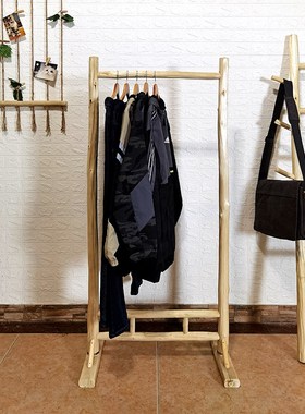 创意北欧原木风装饰衣帽架简约实木挂衣架服装店展示衣架隔断屏风