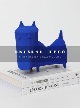 简约欧式克莱因蓝陶瓷t抽象摆件书房卧室样板间桌面装饰品