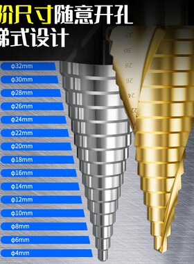 高硬度宝塔钻头电动扳手用铝模板木工开孔器铁板螺旋扩孔打孔大全