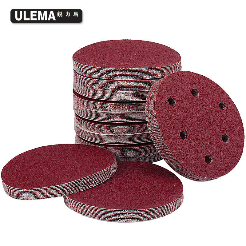 5寸砂纸片125mm气动打磨机植绒砂皮自贴拉绒圆盘木工打磨抛光沙纸 - 图0