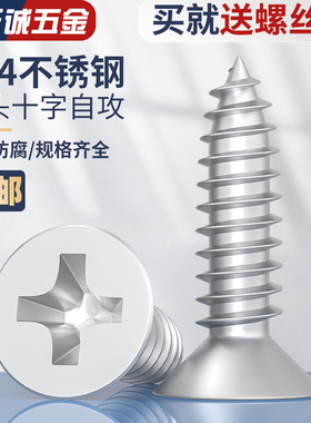 M2M3M4M5M6mm 304不锈钢自攻螺丝十字沉头螺丝加长螺钉木螺丝平头