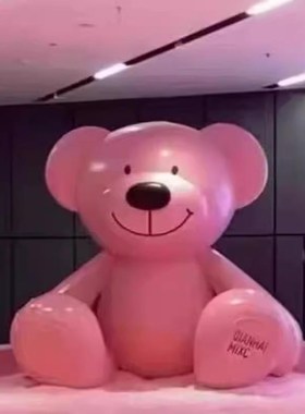 玻璃钢粉色可力乐熊沙滩熊雕塑网红大型落地摆P件商场拍照引流打