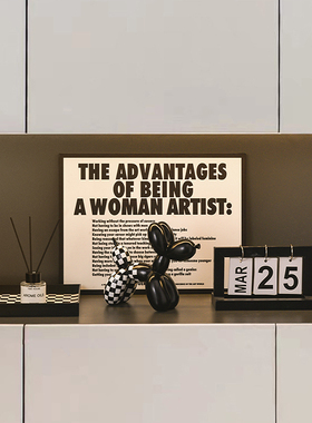 现代简约玄关装饰摆饰黑t白气球狗客厅电视酒柜桌面钥匙收纳软装