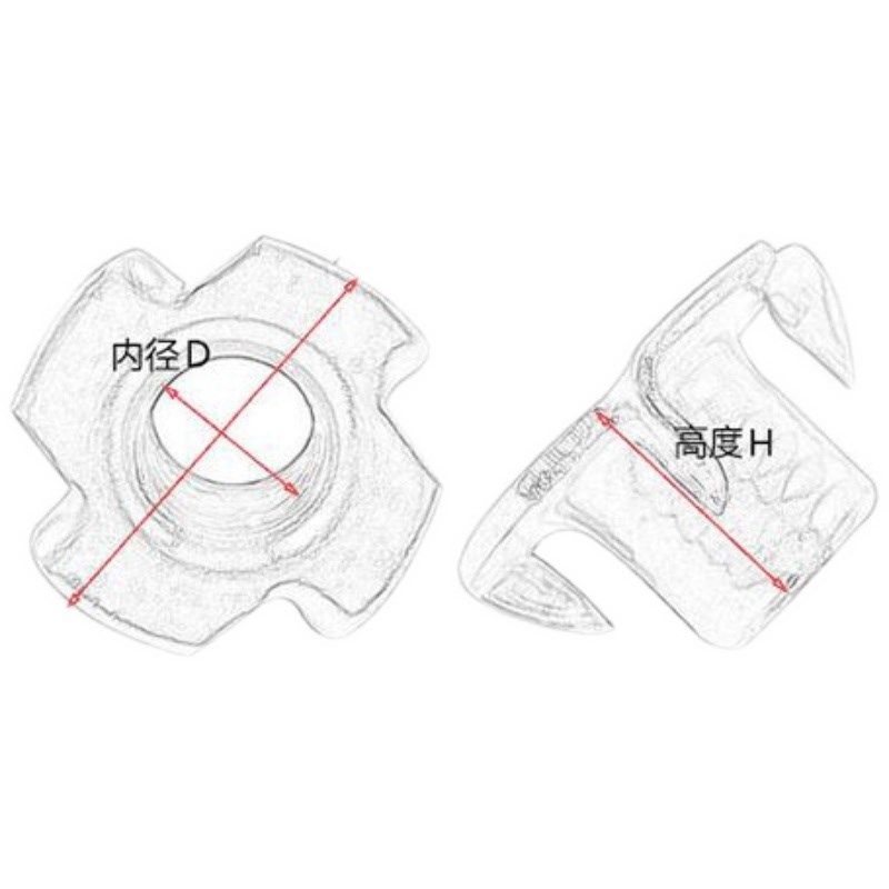 四爪螺母家具螺母爪形螺帽木板镶嵌螺母音箱螺母M4M5M6M8M10M12,淘宝优惠券,粉丝福利购,淘宝优惠卷