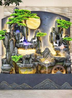 缸假山tb-74429客流水喷泉厅循环水鱼景观招幕财公司水墙屏风落地