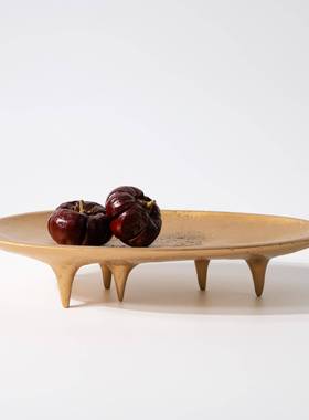 新中式树不规则装几饰盘果脂盘摆件样版处房间茶酒店售楼XQI软装