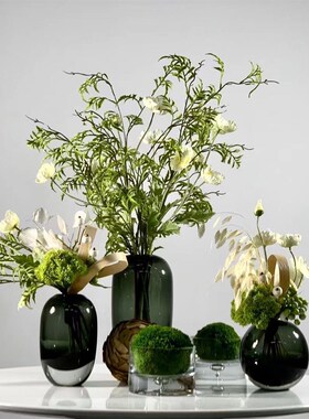 现代简约透明玻璃花瓶小号插花摆件加厚饭厅玄关桌面花器装饰品