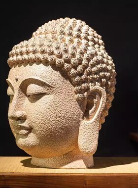 工艺品佛头摆件大号佛像禅意佛首释迦摩尼佛像佛系茶室布置高级感