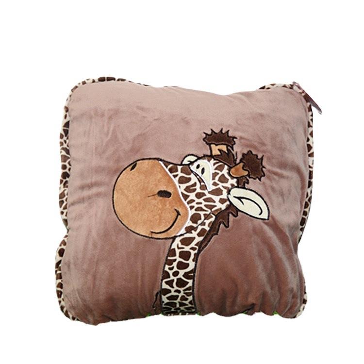 卡通动物抱枕被子两用空调被午睡毯多功能车载旅行抱枕折叠被 - 图2