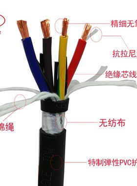 高柔性拖链电缆线TRVV2 3 4 5芯4 6 10 50平方耐油耐弯曲坦克链线