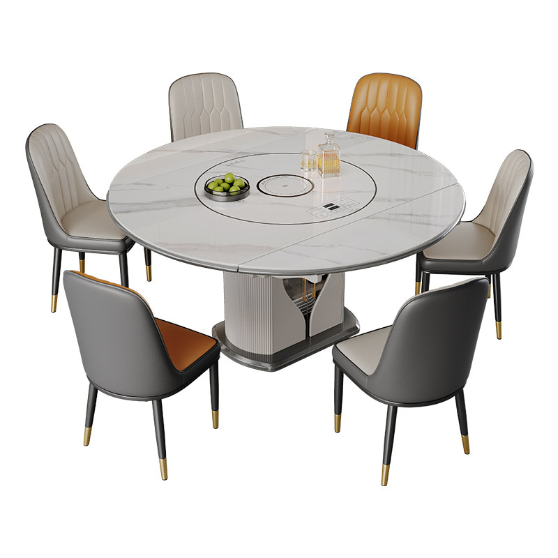 香丽华庭岩板餐桌椅组合多功能伸缩电磁炉饭桌电动暖菜板可变圆桌,淘宝优惠券,粉丝福利购,淘宝优惠卷