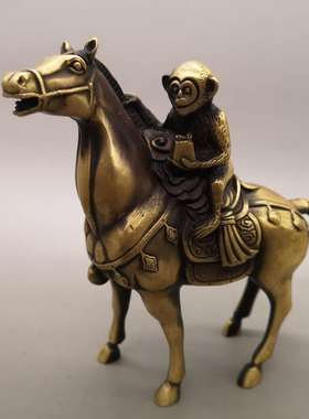 纯铜马上封侯摆件招财生肖马上有钱马上赢客厅装饰工艺.品铜猴摆