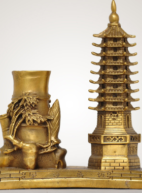 铜文昌塔笔筒摆件九层十三层9层13层家居K书房办公室桌摆设装饰品