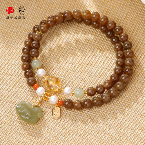 天然和田玉糖玉手串女浓情蜜意款焦糖色玉石手链高端送女士礼物 - 图1