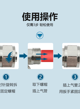 锁母气动气管快拧接头外螺纹T型正三通6-01/8mm-02/10-03/12-04