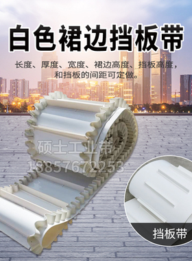PVC绿色白色挡板裙边带爬坡流水线输送带提升机防跑偏工业皮带