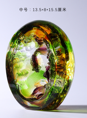 琉璃金玉满堂鱼摆件家居客厅装饰品结婚礼L物乔迁新居礼品工艺品