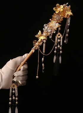 扇折扇黑色洒金流苏中国风古风旗袍走秀女结婚手捧花送朋友礼物