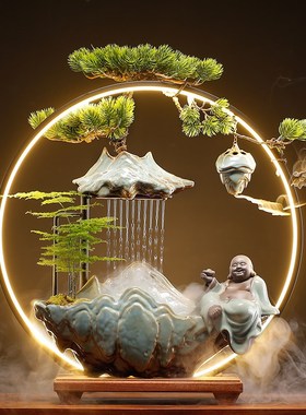 流水生财摆件客厅假山循环水办公室桌面招财创意喷泉开业乔迁礼品