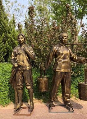 玻璃钢雕塑仿铸铜民俗o农耕户外人物学校园林景观水泥雕塑摆件定