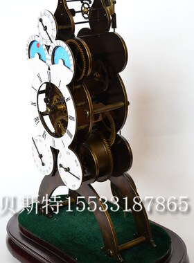 钟仿古机械星辰日月骨架欧式装饰家居静音全铜机芯Y老式上弦钟