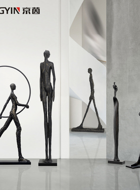 京茵雕塑落e地摆件酒店玄关过道迎宾抽象人物客厅大型装置艺术品