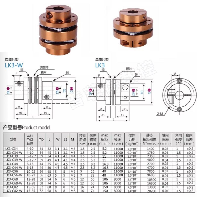 膜片阶梯式联轴器铝合金弹性单双膜片法兰联轴节伺服电机连轴器,淘宝优惠券,粉丝福利购,淘宝优惠卷
