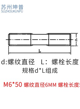 8.8级双头螺丝 螺栓 螺柱 淬火 螺杆 丝杆 牙棒 牙条M14M16M20M24