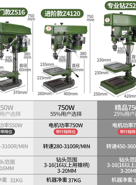 殊尚台式钻牀工业级钻牀家用16MM20MM小型多功能钻攻两用大功率重