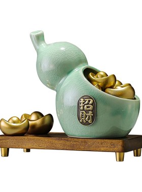 新中式元a宝聚宝盆葫芦摆件办公室酒柜客厅招财前台装饰品开业礼