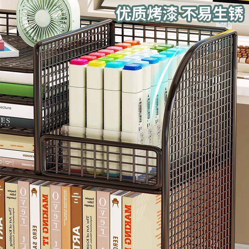 Desk and bookside rack, removable whole book organizer, layered storage next to the desk, unbranded/storage cabinet, multi-layered for student teaching room