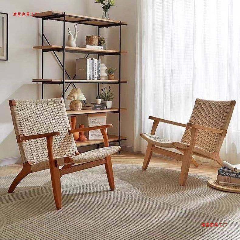 实木休客见详情闲沙发椅阳台看书椅子阅读单靠人编厅绳懒人家用背,淘宝优惠券,粉丝福利购,淘宝优惠卷