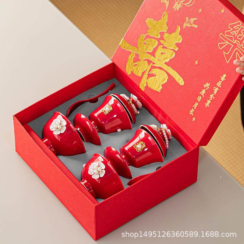 婚庆用品陶瓷手工款敬茶杯喜碗婚礼碗筷套装喜庆套装结婚用品大全,淘宝优惠券,粉丝福利购,淘宝优惠卷