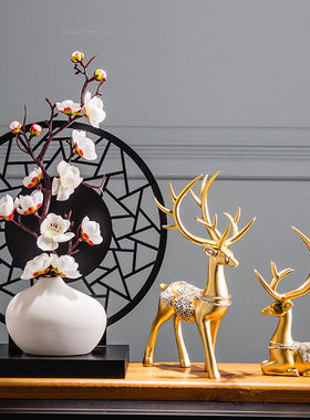 新中式小鹿隔断装饰品创意室内摆设客厅房间卧P室工艺品温馨小摆