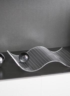 透明网格波盘圆力球摆件样板房客厅创浪意售楼处轻奢亚克YKO托装