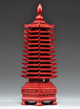 件红色桃木刻13层文昌GG01220塔摆十三层文昌玄塔客厅关雕书桌装
