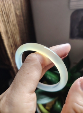 50-51圈口天然玛瑙手镯女款冰种白月光玉镯子送女友闺蜜生日礼物
