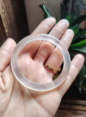 49-50圈口天然玛瑙手镯女款冰种白月光玉镯子送女友闺蜜生日礼物