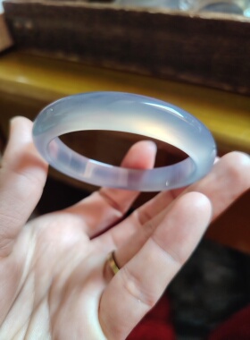 51-52圈口天然无烧无染色灰紫色玉髓手镯玛瑙玉镯女友生日礼物