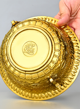 纯铜聚宝盆摆件招財玄关s铜盆聚財家居客厅店铺洒柜礼品铜的聚宝