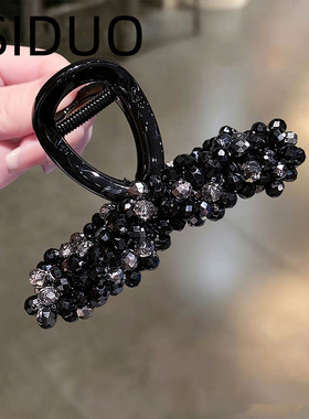东大门黑色水晶轻奢中号鲨鱼夹