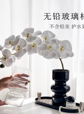 花瓶摆件小众高级感黑色轻奢玻璃花瓶入户玄关电视柜客厅水培鲜花