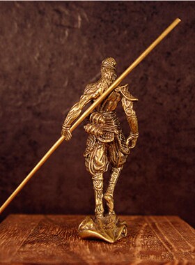 黄铜实心孙斗战胜佛摆件齐天桌面摆件茶宠茶几Z装饰品摆饰