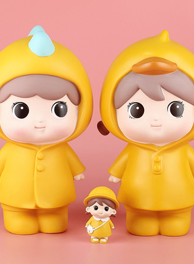 可爱治愈创意情侣儿童卡通男w女孩大存钱罐搪胶家居摆件节日礼物