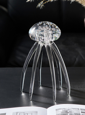 简约水母摆件客厅酒柜电视柜办公室高K级感家居装饰品生日礼物