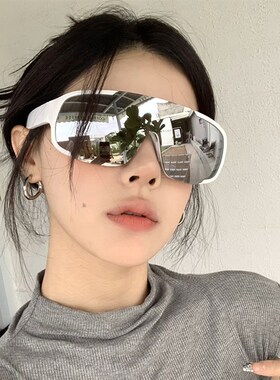 户外登山运动水银色骑行防风护目滑雪地太阳眼镜女款大框显瘦墨镜