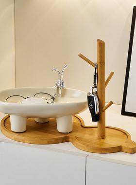 奶油风ias入户玄关钥匙收纳摆件轻奢高级感卧室桌面首饰收纳