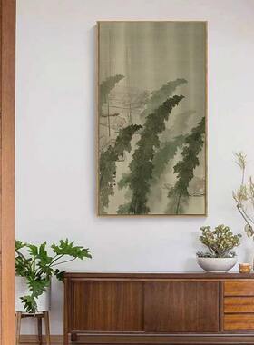 新中式潇湘八景玄关装饰画客厅入户画H中餐厅挂画茶室屏风隔断挂