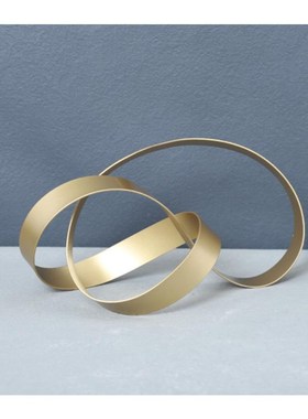 抽象轻奢金色铁艺桌面摆件简约几D何家居客厅玄关样板房装饰品