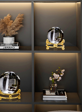 水晶球摆件办公室招财客厅电y视柜酒柜轻奢书房桌面家居装饰品